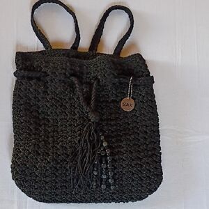 The Sak Black Crochet Backpack